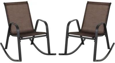 Set of 2 Metal Patio Rocking Chair with Breathable Seat Fabric