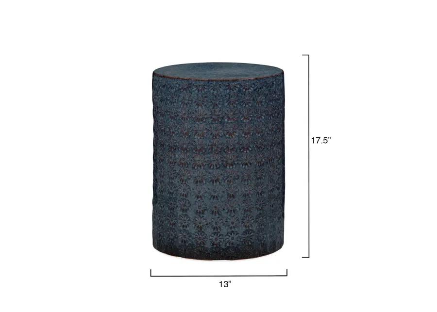 Wildflower Blue Ceramic Side Table