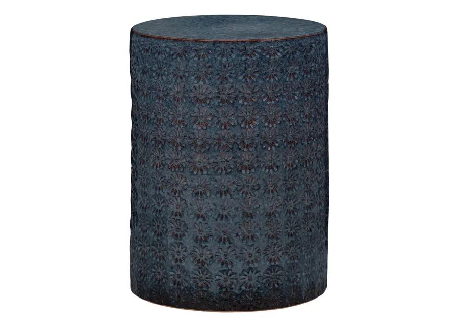 Wildflower Blue Ceramic Side Table