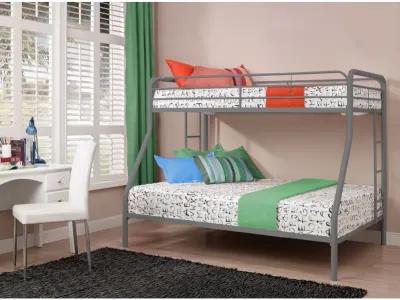 Hivvago Twin over Full size Sturdy Metal Bunk Bed in Silver Finish