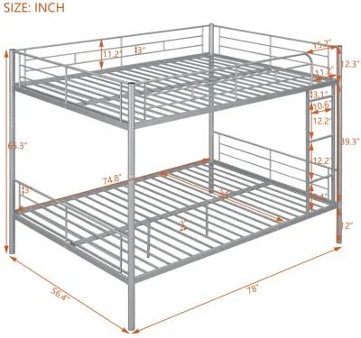 Full Over Full Metal Bunk Bed, Sliver