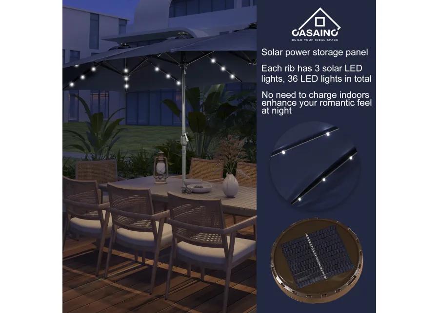 15ft Patio Maket Umbrella with base and led.