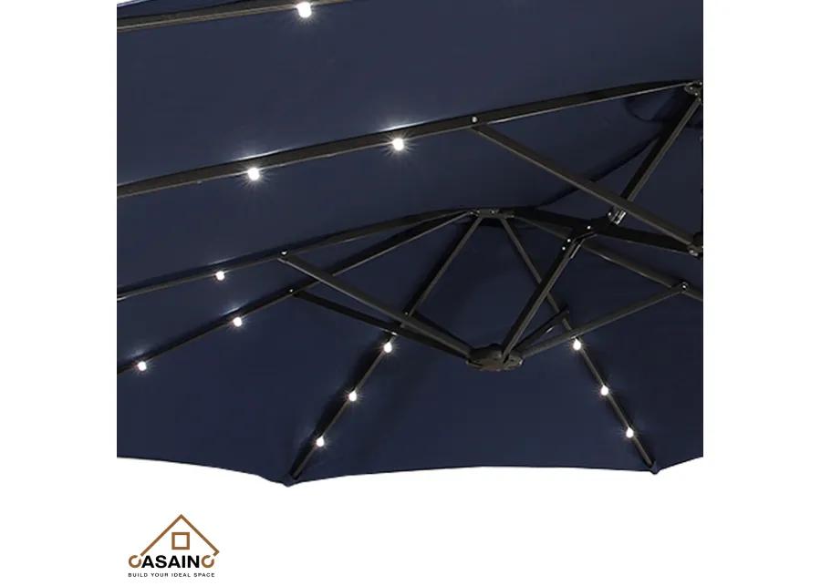 15ft Patio Maket Umbrella with base and led.