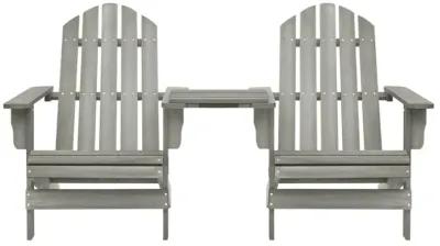 vidaXL Patio Adirondack Chairs with Tea Table Solid Wood Fir Gray