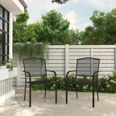 MONDAWE 2Pcs Steel Mesh Chairs Balcony Mesh Dining Chair With Powder Coating