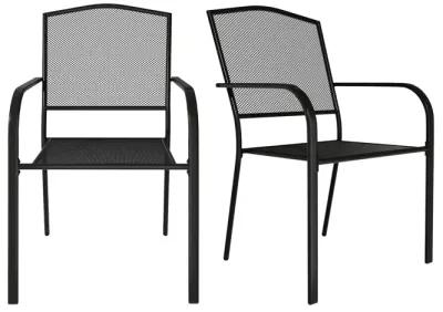 MONDAWE 2Pcs Steel Mesh Chairs Balcony Mesh Dining Chair With Powder Coating