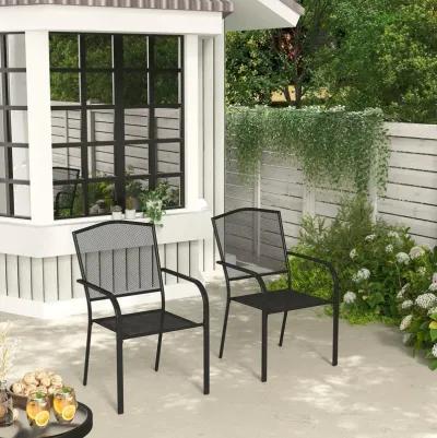 MONDAWE 2Pcs Steel Mesh Chairs Balcony Mesh Dining Chair With Powder Coating