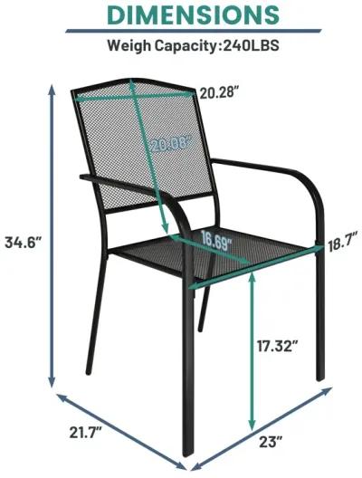 MONDAWE 2Pcs Steel Mesh Chairs Balcony Mesh Dining Chair With Powder Coating