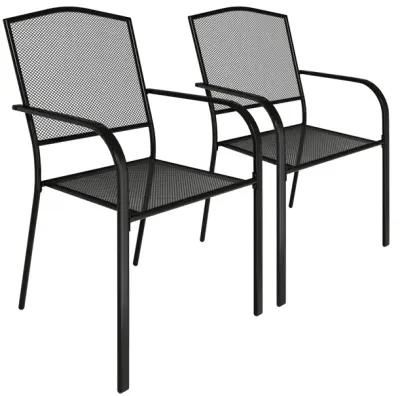 MONDAWE 2Pcs Steel Mesh Chairs Balcony Mesh Dining Chair With Powder Coating