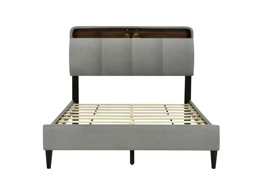 Merax Upholstered Platform Bed with Storage Headboard