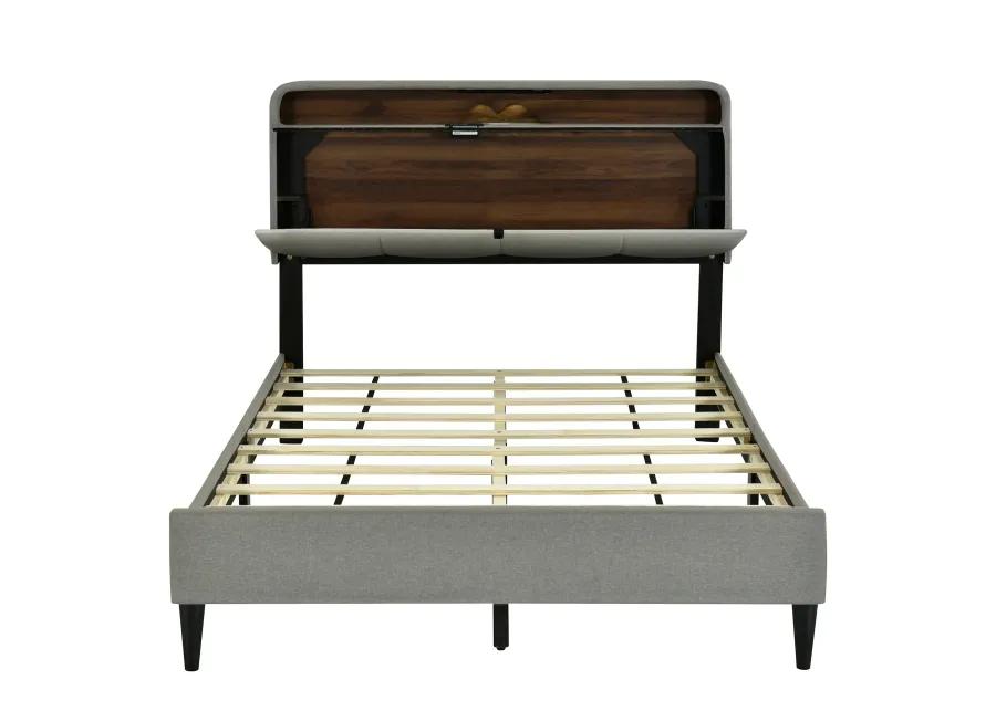 Merax Upholstered Platform Bed with Storage Headboard