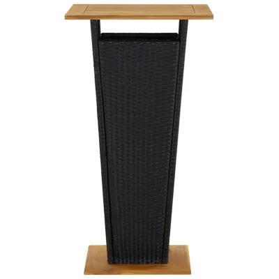 Bar Table Black 23.6"x23.6"x43.3" Poly Rattan and Solid Acacia Wood