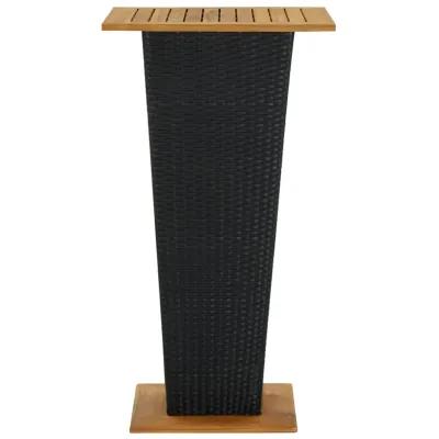 Bar Table Black 23.6"x23.6"x43.3" Poly Rattan and Solid Acacia Wood