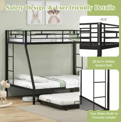 Hivvago Twin Over Full Bunk Bed Frame with Trundle for Guest Room