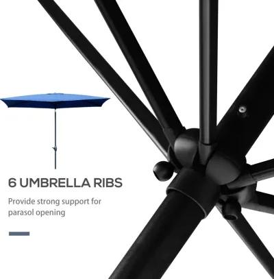 Blue Rectangular Shade: 6.6x10ft Patio Umbrella with Crank