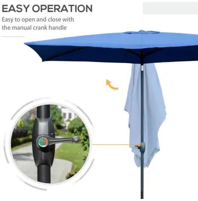 Blue Rectangular Shade: 6.6x10ft Patio Umbrella with Crank