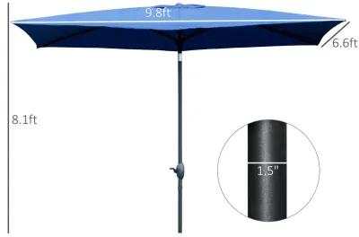 Blue Rectangular Shade: 6.6x10ft Patio Umbrella with Crank