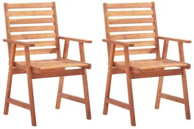 vidaXL Outdoor Dining Chairs 2 pcs with Cushions Solid Acacia Wood