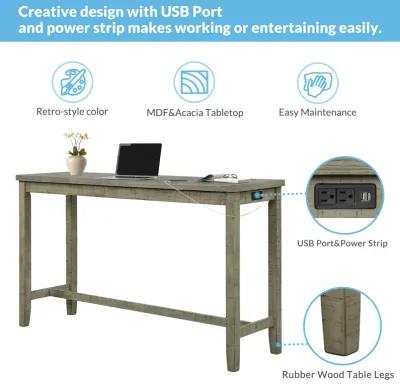 Merax Rustic Bar Dining Set with Socket