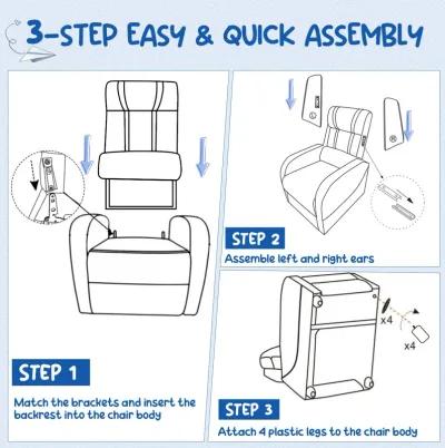 Comfortable Kids Recliner Chair with Side Pockets and Adjustable Footrest for Playtime and Relaxation