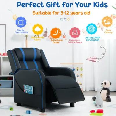 Comfortable Kids Recliner Chair with Side Pockets and Adjustable Footrest for Playtime and Relaxation