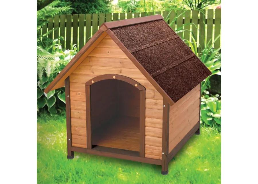 Medium 30-inch Solid Wood Dog House with Waterproof Shingle Roof