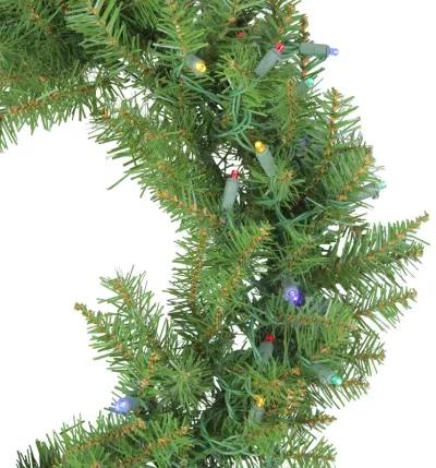 24" Pre-Lit Northern Pine Artificial Multi-Color LED Lights Christmas Wreath