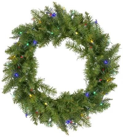 24" Pre-Lit Northern Pine Artificial Multi-Color LED Lights Christmas Wreath