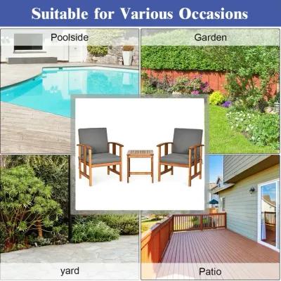 3PC Solid Wood Outdoor Patio Sofa Furniture Set