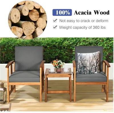 3PC Solid Wood Outdoor Patio Sofa Furniture Set