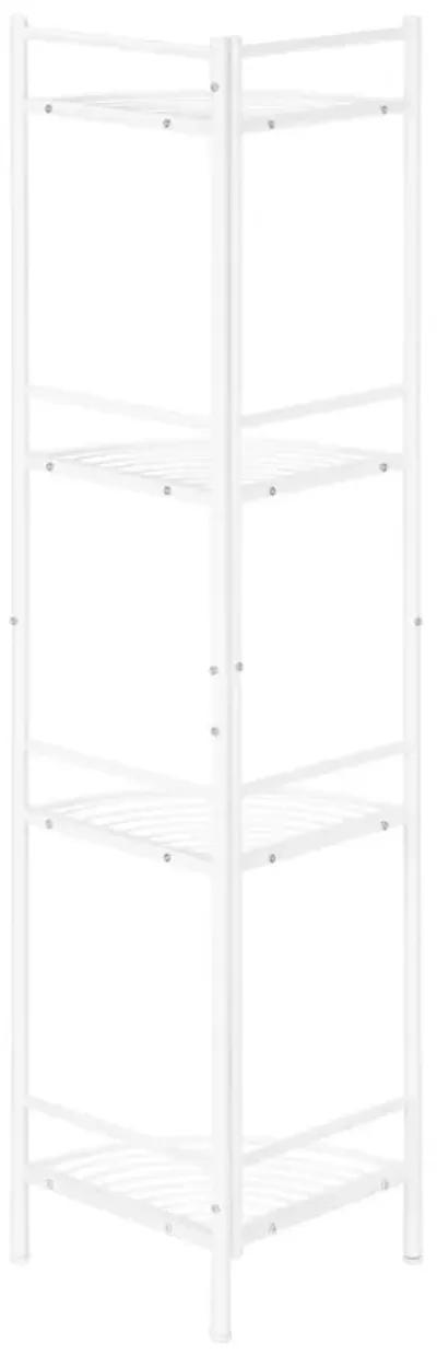 Monarch Specialties I 3626 Bookshelf, Bookcase, Etagere, Corner, 3 Tier, 58"H, Office, Bedroom, Metal, White, Contemporary, Modern