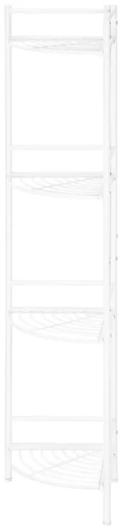 Monarch Specialties I 3626 Bookshelf, Bookcase, Etagere, Corner, 3 Tier, 58"H, Office, Bedroom, Metal, White, Contemporary, Modern