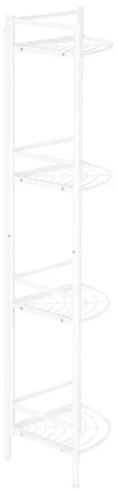 Monarch Specialties I 3626 Bookshelf, Bookcase, Etagere, Corner, 3 Tier, 58"H, Office, Bedroom, Metal, White, Contemporary, Modern