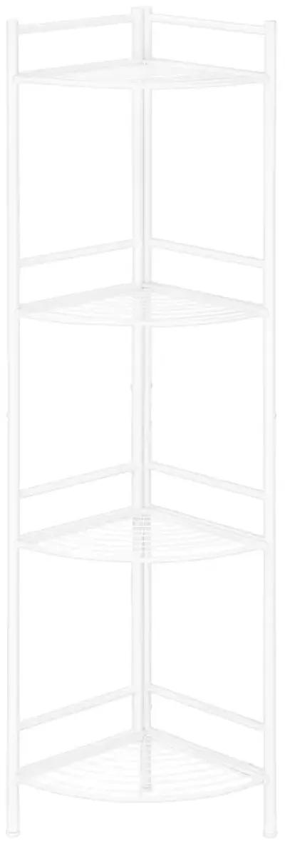 Monarch Specialties I 3626 Bookshelf, Bookcase, Etagere, Corner, 3 Tier, 58"H, Office, Bedroom, Metal, White, Contemporary, Modern