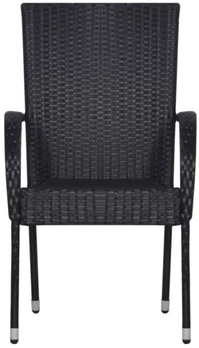 vidaXL Stackable Outdoor Chairs 2 pcs Poly Rattan Black