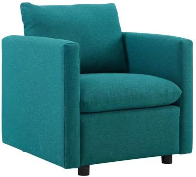 Modway Activate Contemporary Modern Fabric Upholstered Accent Lounge Armchair In Teal