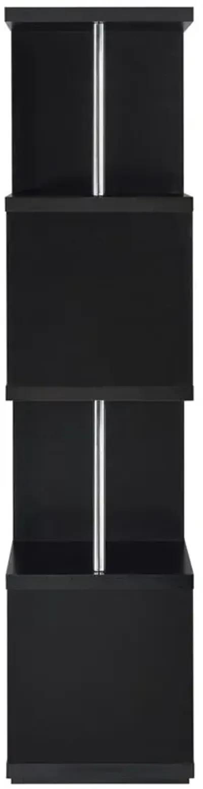 Baxter 4-shelf Bookcase Black and Chrome