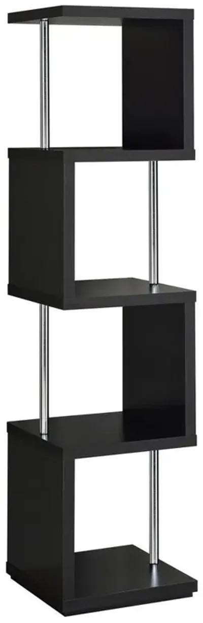 Baxter 4-shelf Bookcase Black and Chrome