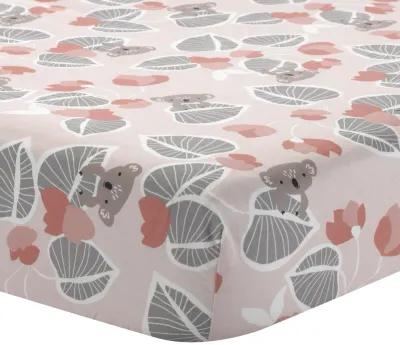 Lambs & Ivy Calypso Cotton Fitted Crib Sheet - Pink, Gray, White, Animals