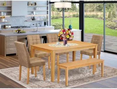 6 Piece Dinner Table Set contain A Wood Dining Table