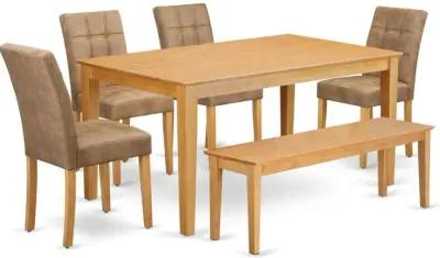 6 Piece Dinner Table Set contain A Wood Dining Table