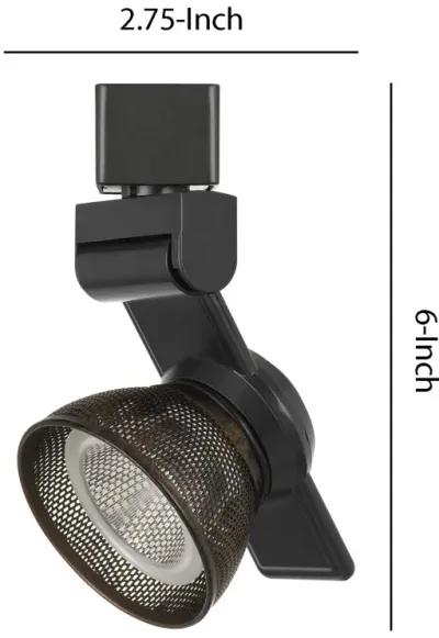 12W Integrated LED Metal Track Fixture with Mesh Head, Black and Bronze - Benzara