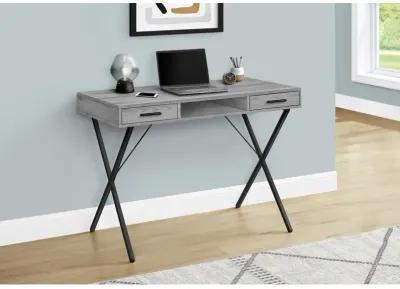 Monarch Specialties I 7792 Computer Desk, Home Office, Laptop, Left, Right Set-up, Storage Drawers, 42"L, Work, Metal, Laminate, Grey, Black, Contemporary, Modern