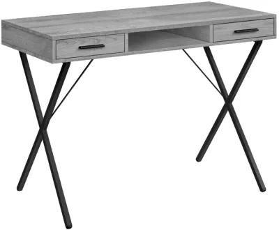 Monarch Specialties I 7792 Computer Desk, Home Office, Laptop, Left, Right Set-up, Storage Drawers, 42"L, Work, Metal, Laminate, Grey, Black, Contemporary, Modern