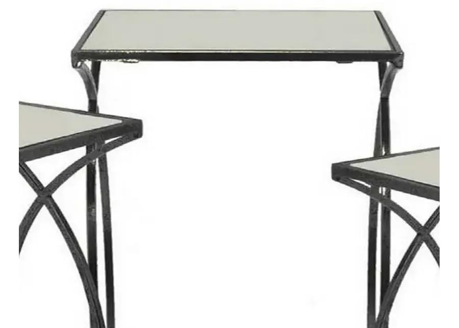 Rikki Plant Stand Table Set of 3, Curved Base, Modern Black Finished Metal - Benzara