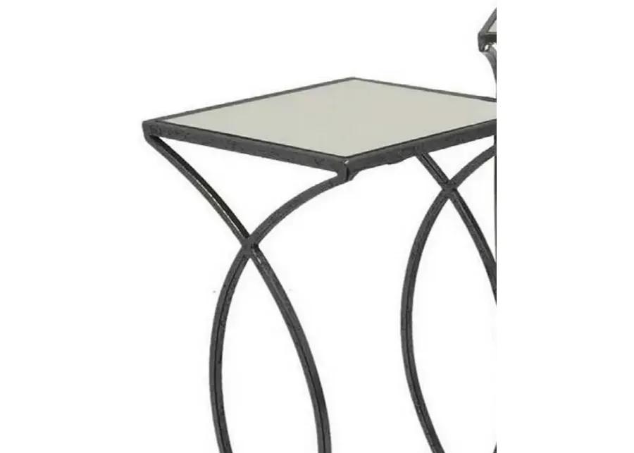 Rikki Plant Stand Table Set of 3, Curved Base, Modern Black Finished Metal - Benzara