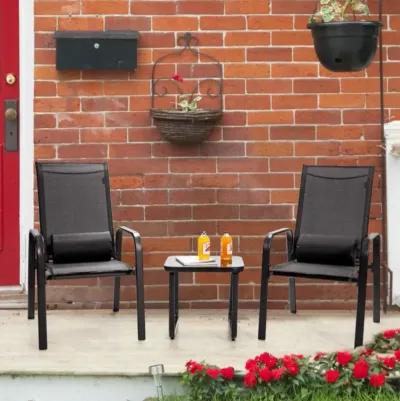 Hivvago 3 Pieces Stackable Patio Bistro Conversation Set with Adjustable Backrest