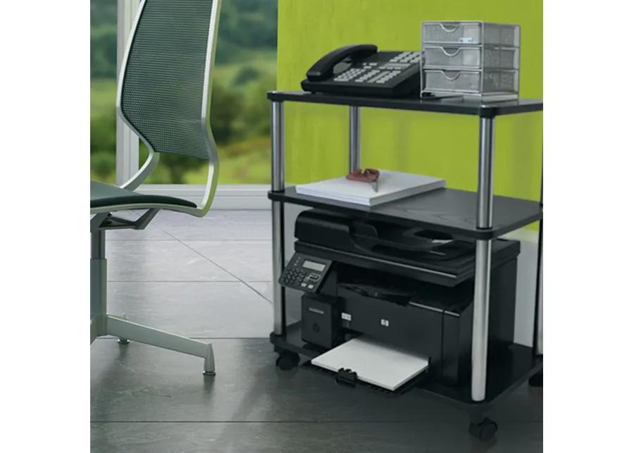 Hivvago 3-Shelf Mobile Home Office Caddy Printer Stand Cart in Black