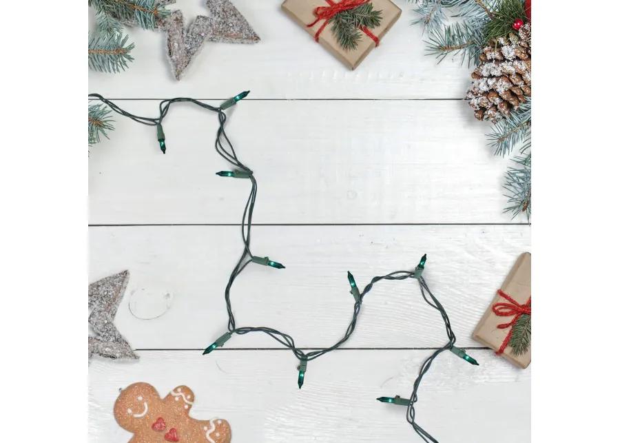 100 Teal Green Mini Christmas Lights - 35 ft Green Wire