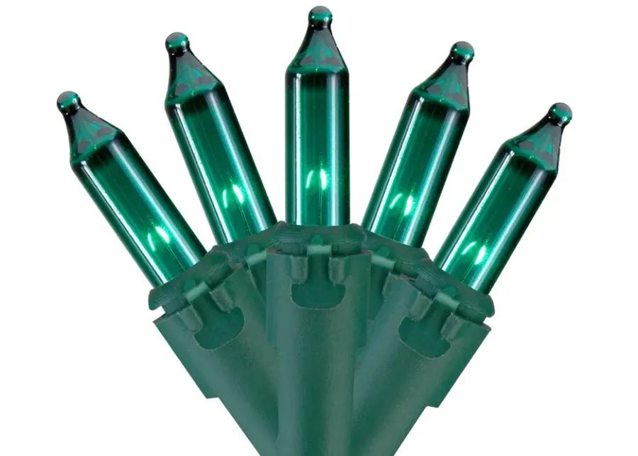 100 Teal Green Mini Christmas Lights - 35 ft Green Wire